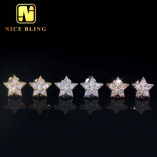 Pass Diamond Tester Fine Hip Hop Jewelry Iced Out Custom Star Ear Studs 925 Sterling Silver Moissanite Stud Earring for Women