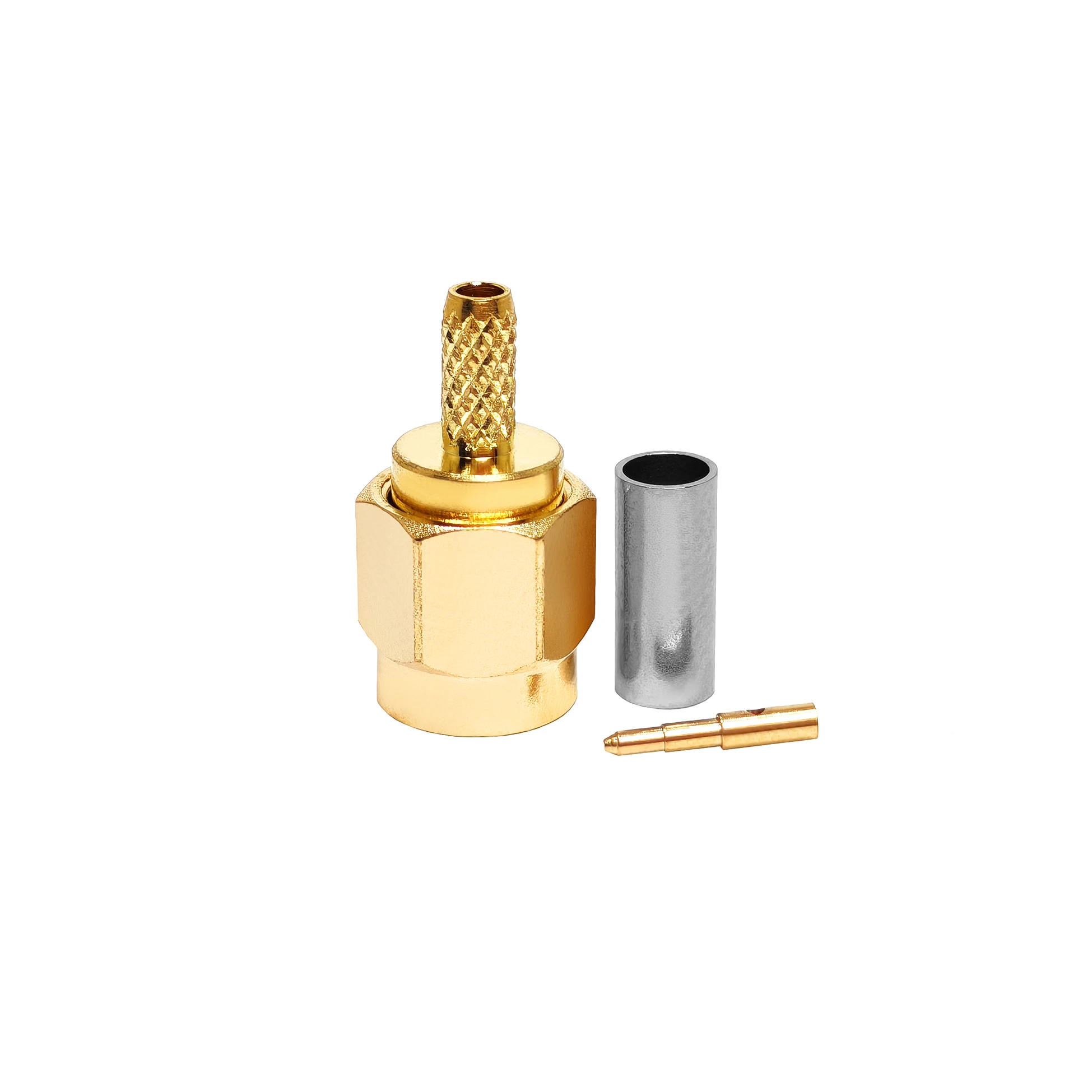 Gold Plated Surface SMA Male Crimp Connector - RG316 & RG174 Cable Compatible