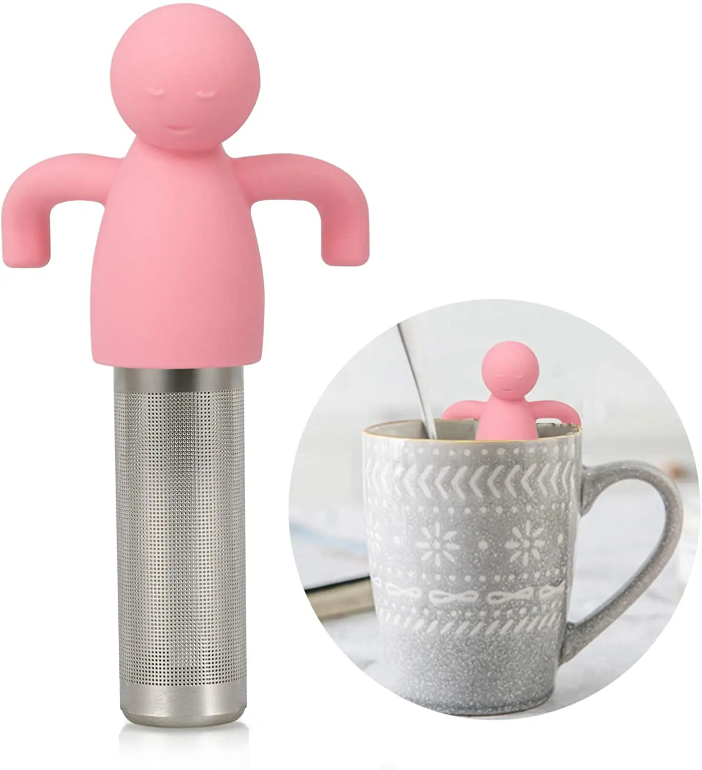 Fine Mesh Tea Ball  Infuser Cute  Stainless Steel Tea Strainer Steeper with Silicone Lid for Mug