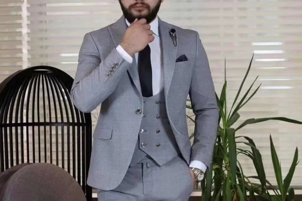 Morili One Button Wedding Party Suits for Man Closure V Collar 3 Pieces Suit Slim Fit MMSB52