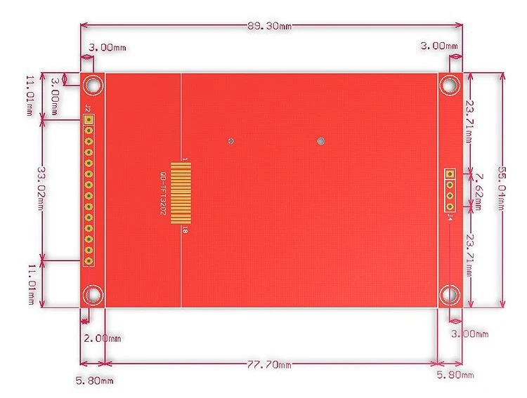 3.2 inch TFT LCD Display with 262K Colors 12 O'clock Viewing Direction and Optional Touch Panel