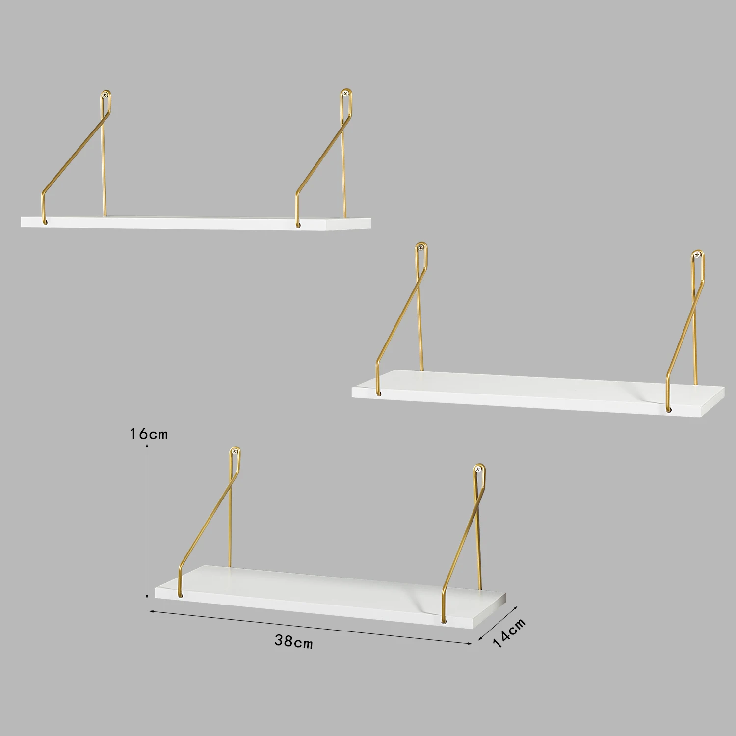 Unique Rustic Modern Floating Hanging Wooden Wall Shelf Storage 3 Shelves Set Decor Wall Mounted With Hanging