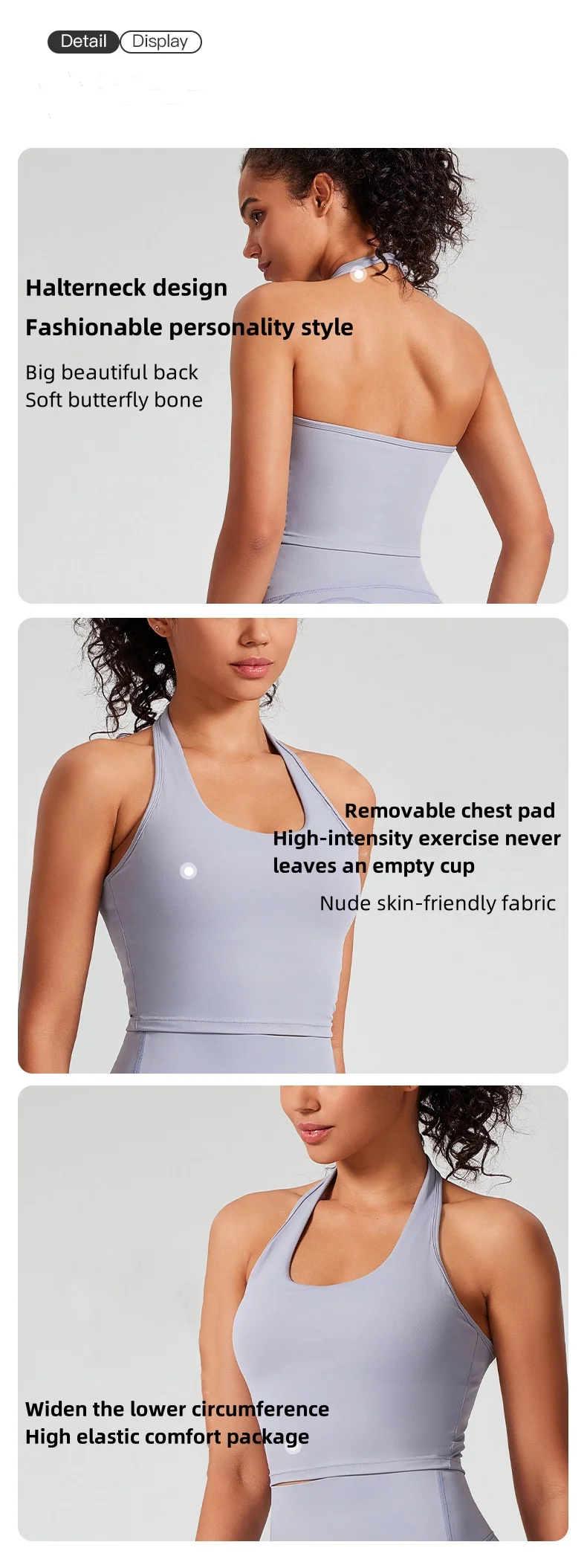 product sexy u neck halterneck sports bra big halter with chest pad gym fitness workout backless crop sports bra yoga vest for women-58