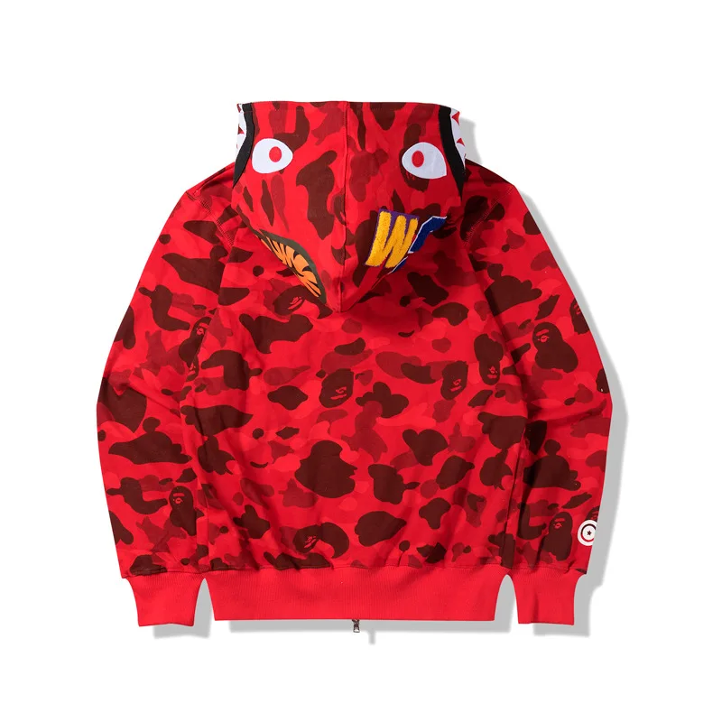 bape blue zip up moletom com capuz