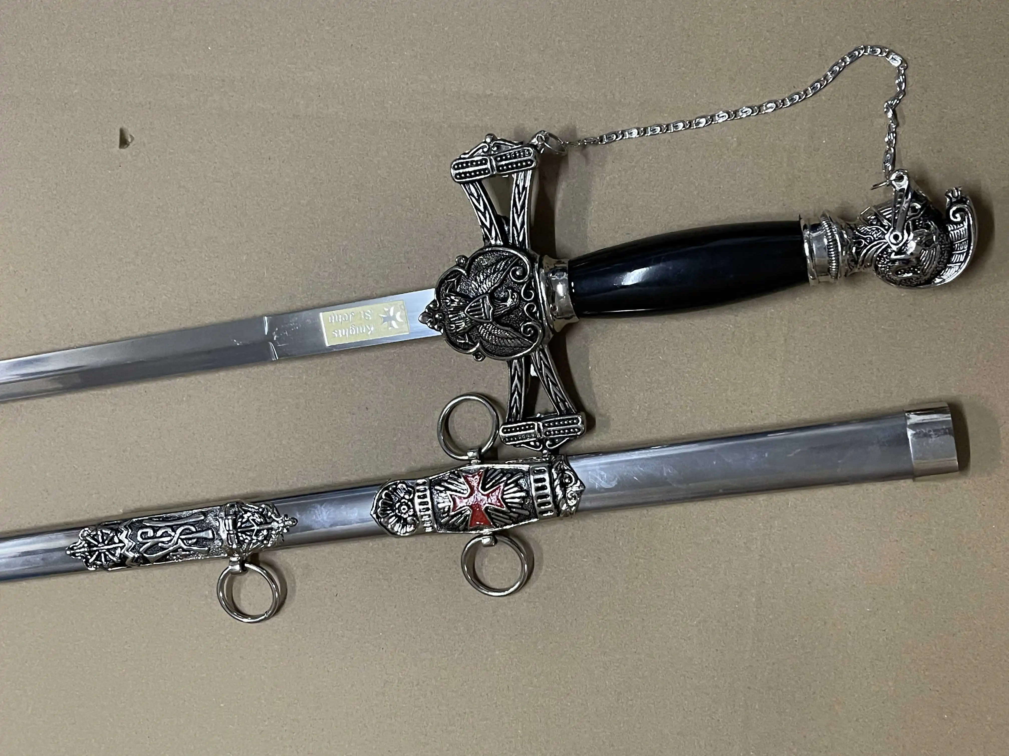 Crusader Knight Templar Red Cross Sword with Wall Mount Masonic Knights Templar Regalia Mantles  Knights St John Sword