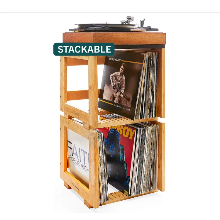 Modern Vinyl Record Holder For Vinyl 75 Lps Wooden Stackable Vinyl