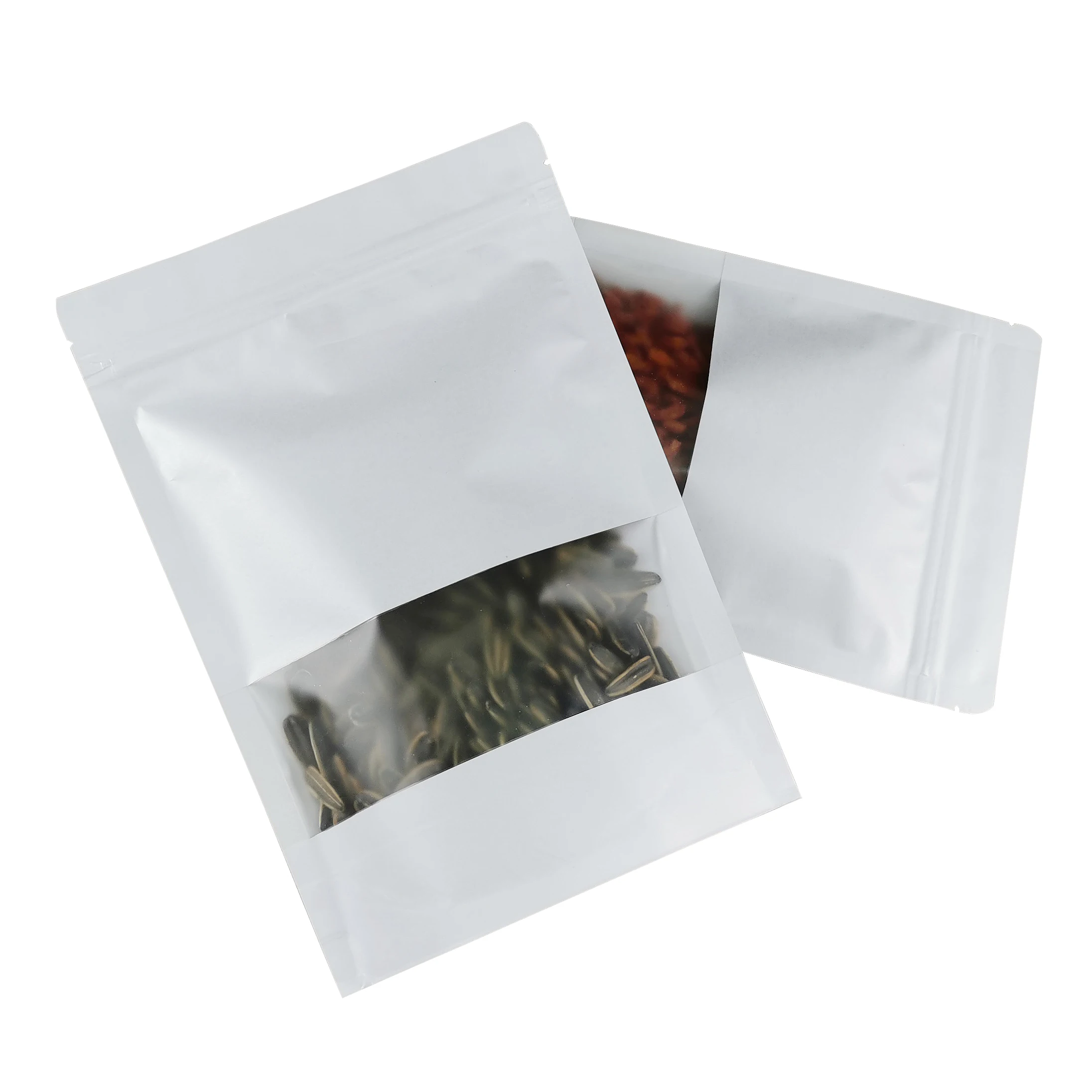 Lebei Stock Matte White Craft Bag Zip Lock Standup Pouches Doypack Packaging Kraft Paper Stand up Pouch for Food with Window