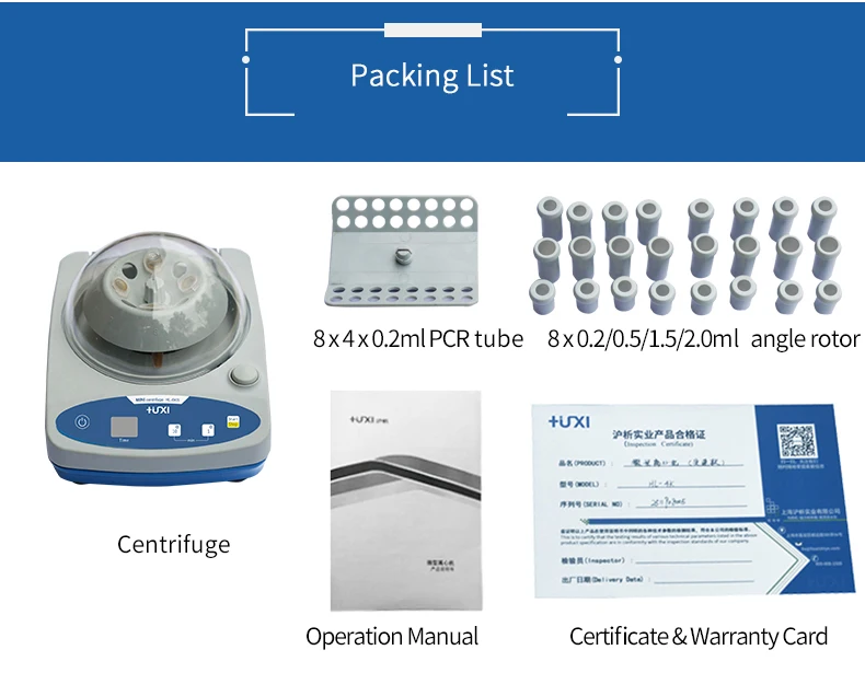 
0,2 мл/0,5 мл/1,5 мл/2,0 мл угол вращения ротора 4000 об/мин низкая скорость для лабораторных испытаний центрифужные пробирки 