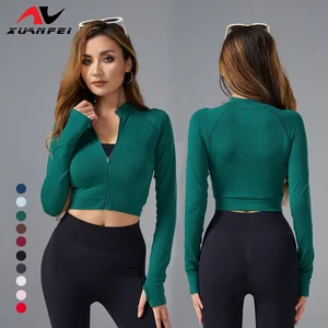 Minimalist Style Multi-Color Zipper Design Short-Sleeved Elastic Body Shaping Slimming Woman Yoga Wear Top
