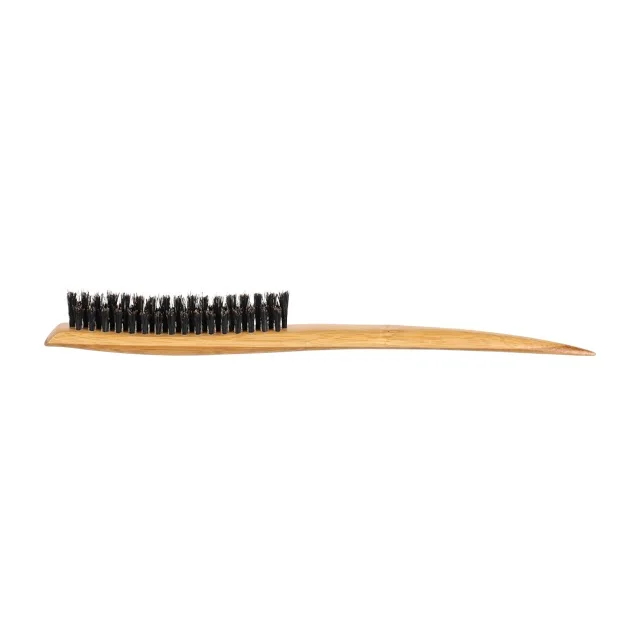 Newest Wholesale Wooden Curved Handle High Quality Hair Styling Combing Teasing Brush, 100% Boar Bri