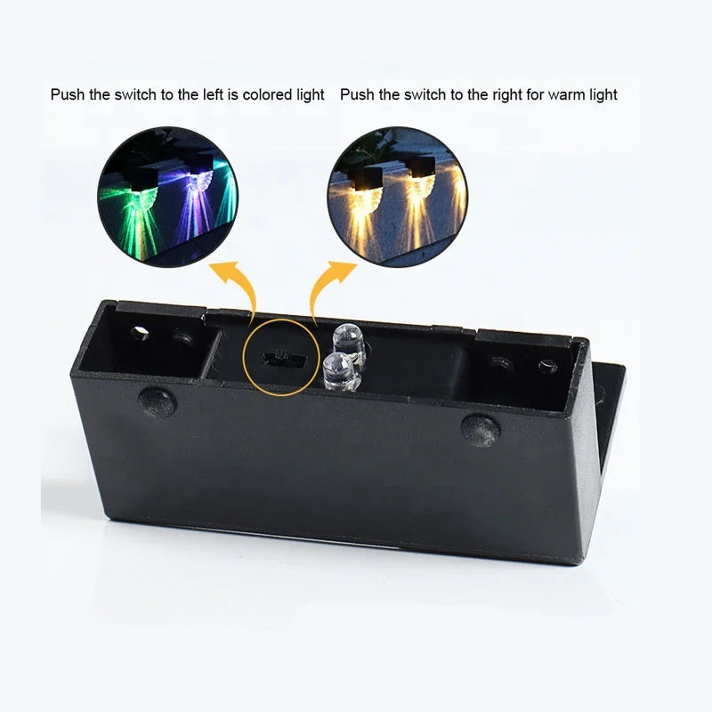 Светодиод солнечная энергия красочный теплый белый лестничная лампа подходит для наружного сада украшения двора ступенчатого ограждения настенный светильник