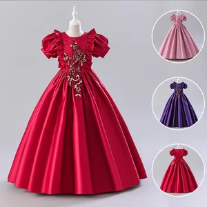Princess Girls Communion Birthday Party Dance Performance Sequin Dress Girls Wedding Bridesmaid Party Dress Clothes for Kids