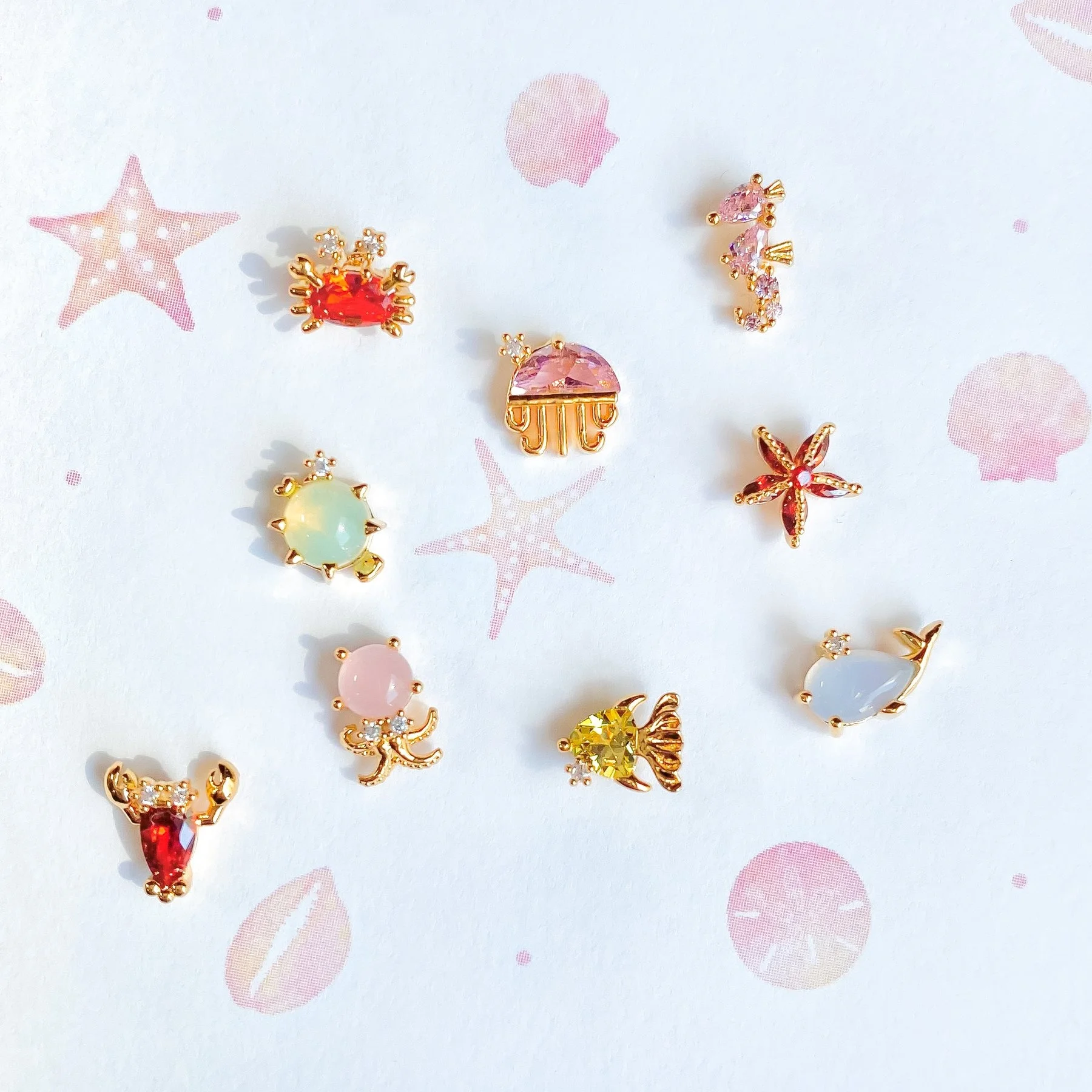 sea star starfish and crab studs