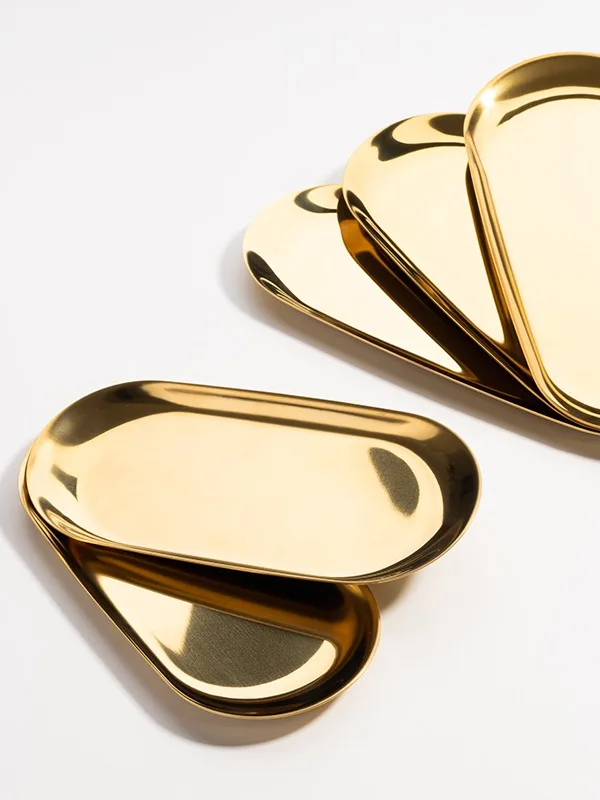 Mirror Polish Stainless Steel Tray Thick Candy Snacks Fruit Sushi