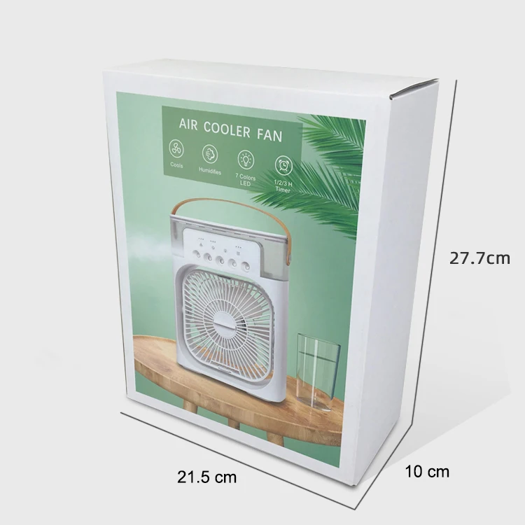 Portable Air Conditioners 3-in-1 Cooling Fan 3-Speed Mist Fan 600ML Water Tank Air Cooler with USB Cable & Ambient Light