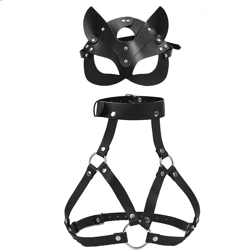 Woman Harajuku Sexy Bondage Chest Harness Bra Cage Bdsm Crop Top Fetish Leather Lingerie Erotic