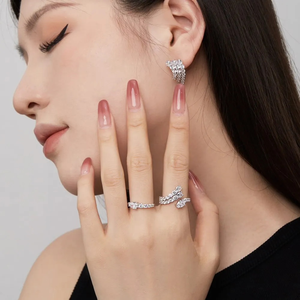 KAKODIY Customized snake shape open ring 925 Sterling Silver Cubic Zirconia personalized engagement Cubic Zirconia bridal 18K gold plated ring detail 5