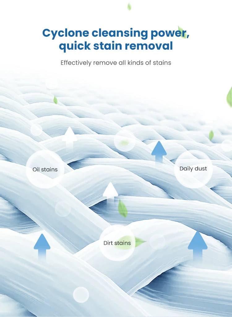 Cyclone cleansing power,quick stain removal Effectively remove all kinds of stains