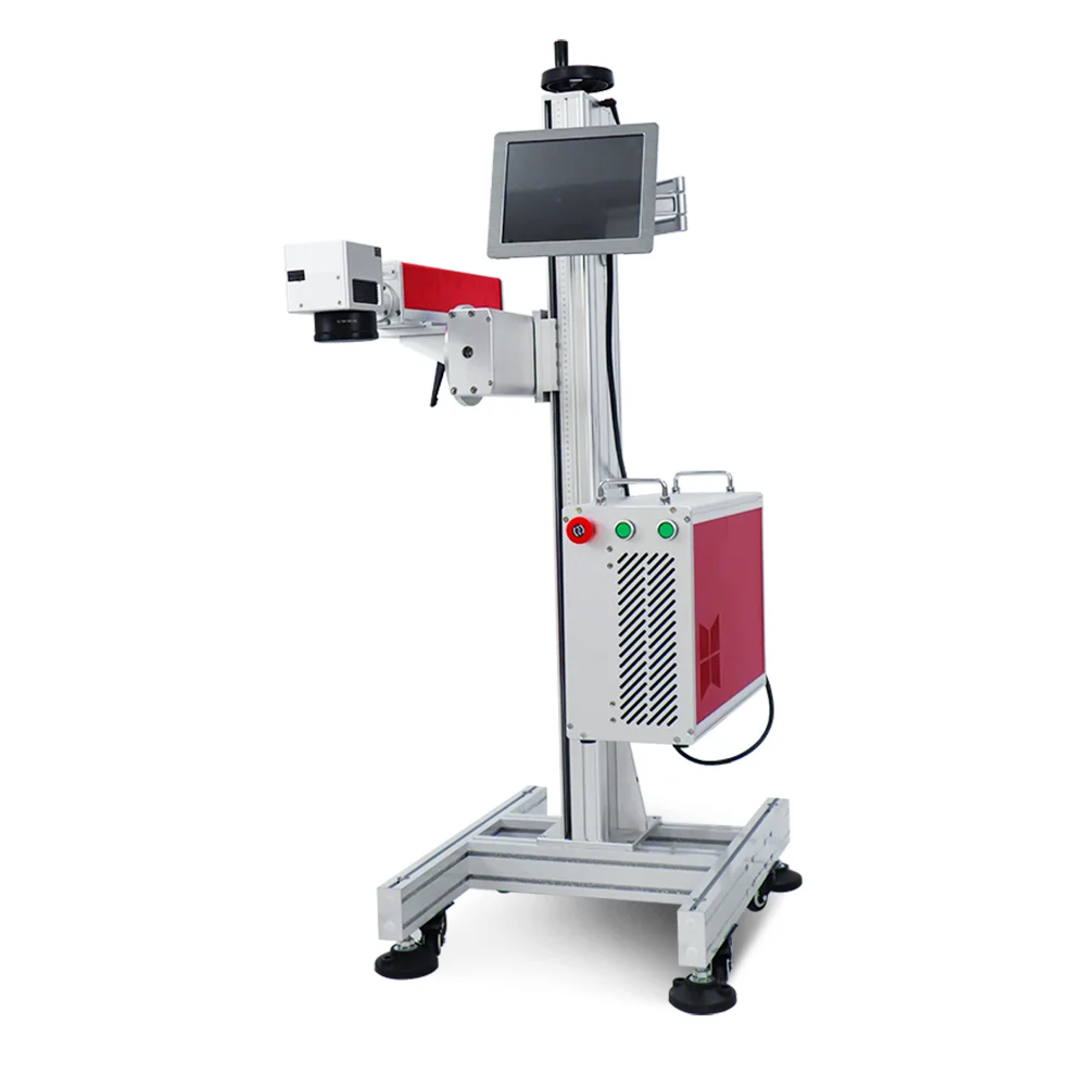 High Speed Dynamic Touch Screen Date Serial Number Online Flying Fiber Laser Marking Machine for Pvc Plastic Pipe and Pe Cable