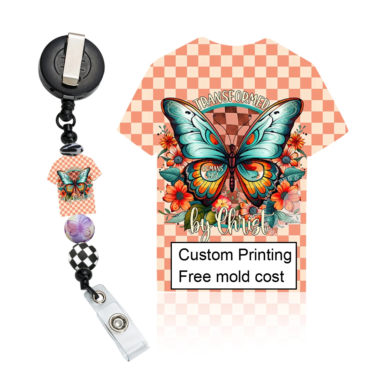 New T-Shirt Shape Custom Printing Logo Silicone Beads for Badge Doctor Nurse Name Card Holder Personalized Name Photo