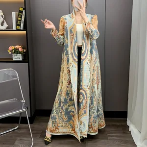 Wholesale Smocked Clothing Women's Pleated Abaya Printed Abaya Loose Plus Size Casual Abaya Polyester Fabric Free Size