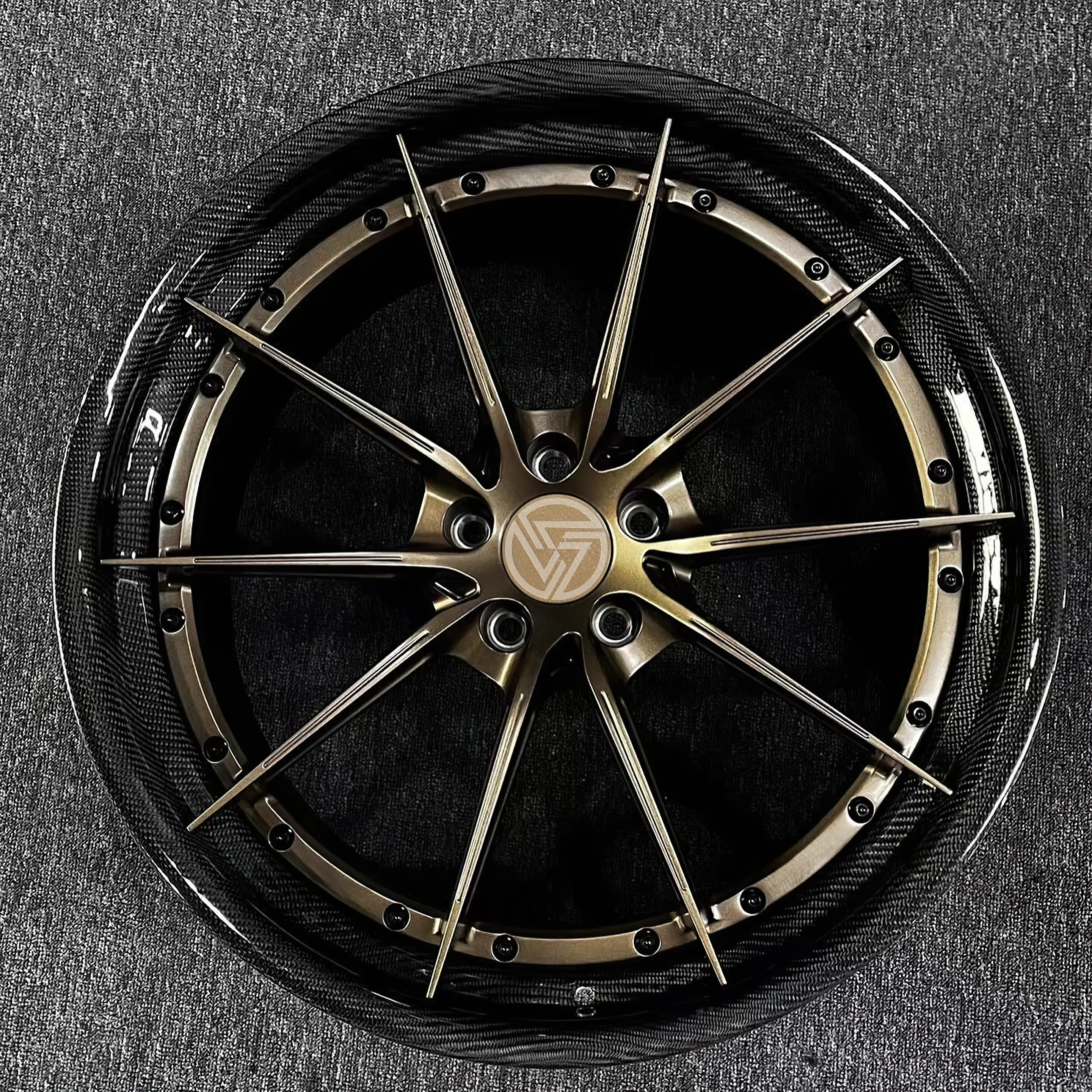 XL Carbon Fiber Lip Deep Concave 2 Piece Forged Wheels Bronze Multi-Spoke Custom Rims 18 19 20 21 22 Inch Racing Car Wheel - Image 2