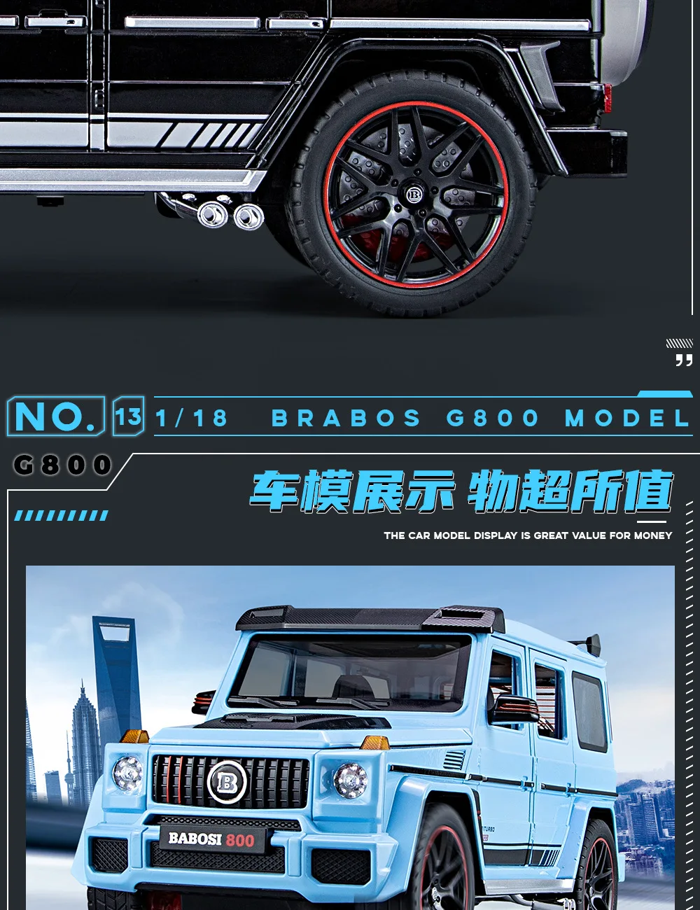 Diecast 118 Mercedesbenz Babos G800 Sound And Light Pullback Car Model Door Open Metal