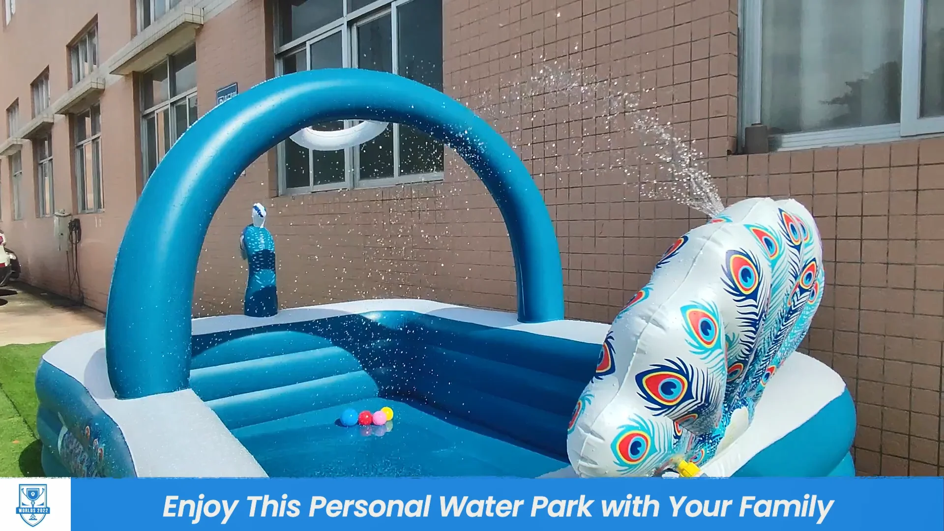 custom inflatable pool peacock three layers paddling pool inflatable toys for kids splash pool