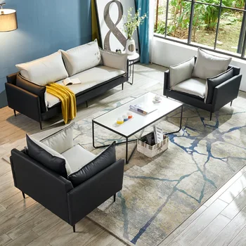 Office sofa coffee table combination simple modern business reception lounge area reception room office small three-person
