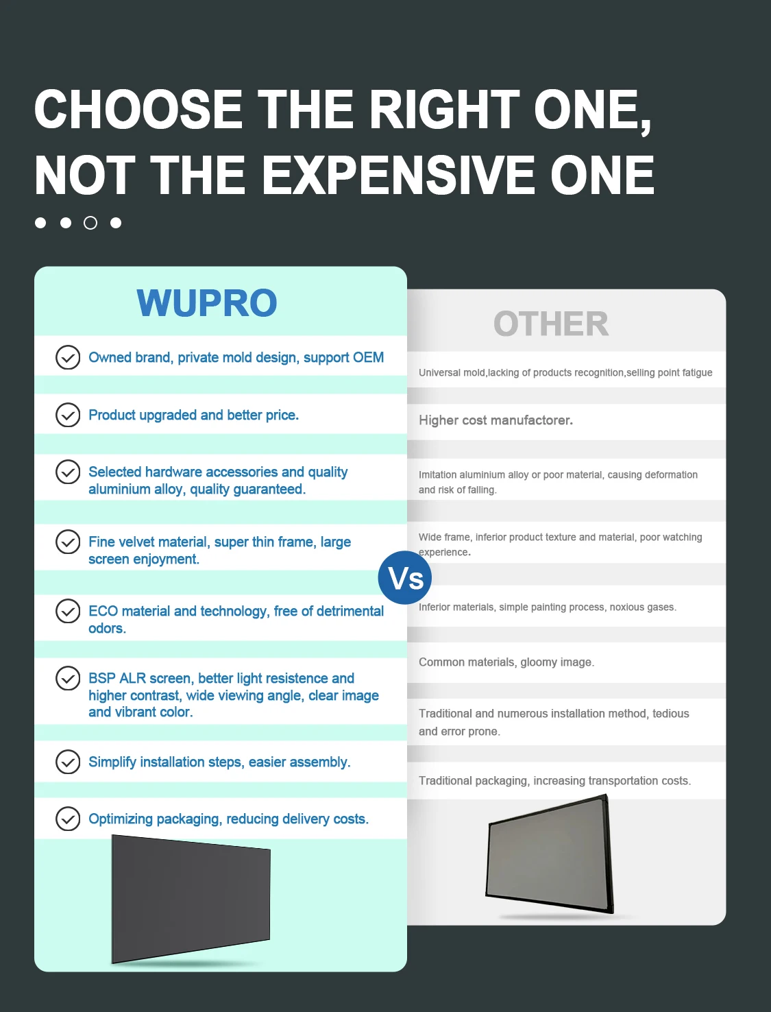 2023 Latest Wupro/oem Fresnel Alr Projector Screen 100 Inch 4k Ust