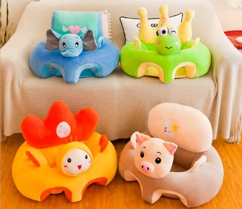 colorful custom made plush baby feed sofa with pig toy/ stuffed baby gift learn seat support child sofa/baby sitting chair sofa