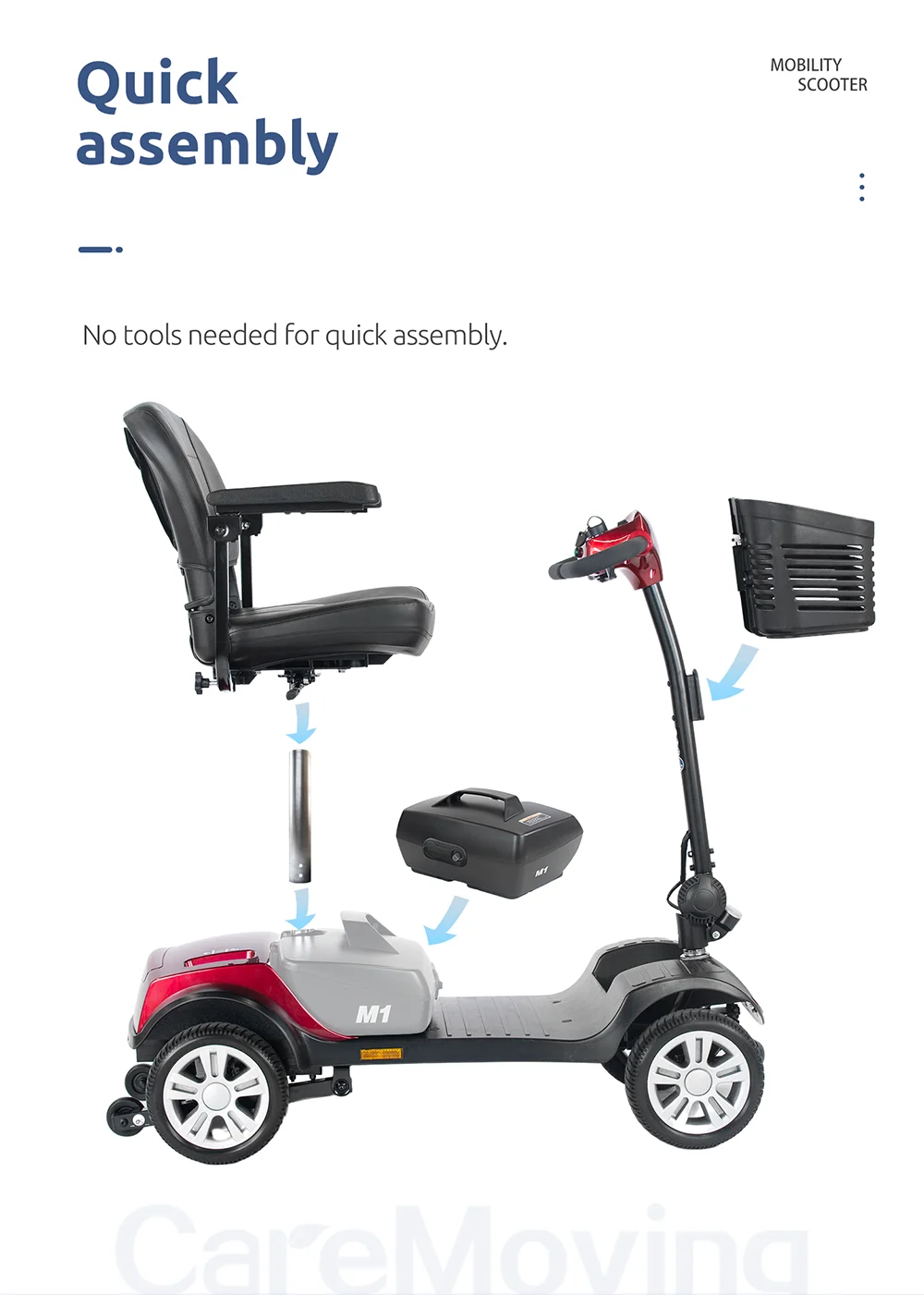 Factory Price 200W-500W mobility scooter elderly mobility scooters electric 4 wheel with 7'' 9'' 10'' 13'' wheels details