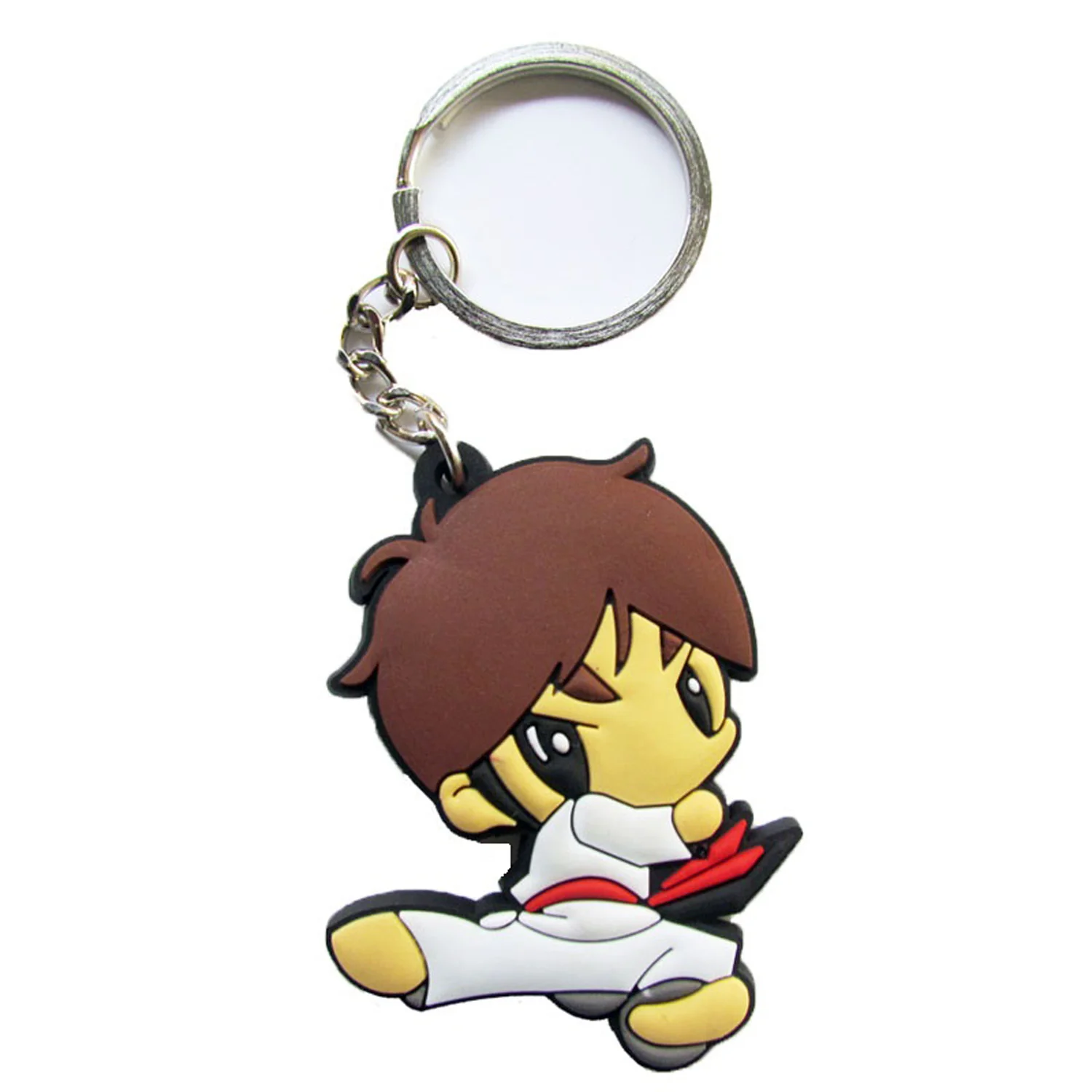10+ Years Factory 3D Soft Cute Rubber Stainless Steel Non-Toxic Eco-Friendly Promotional Custom Kawaii Kid Taekwondo Keychain