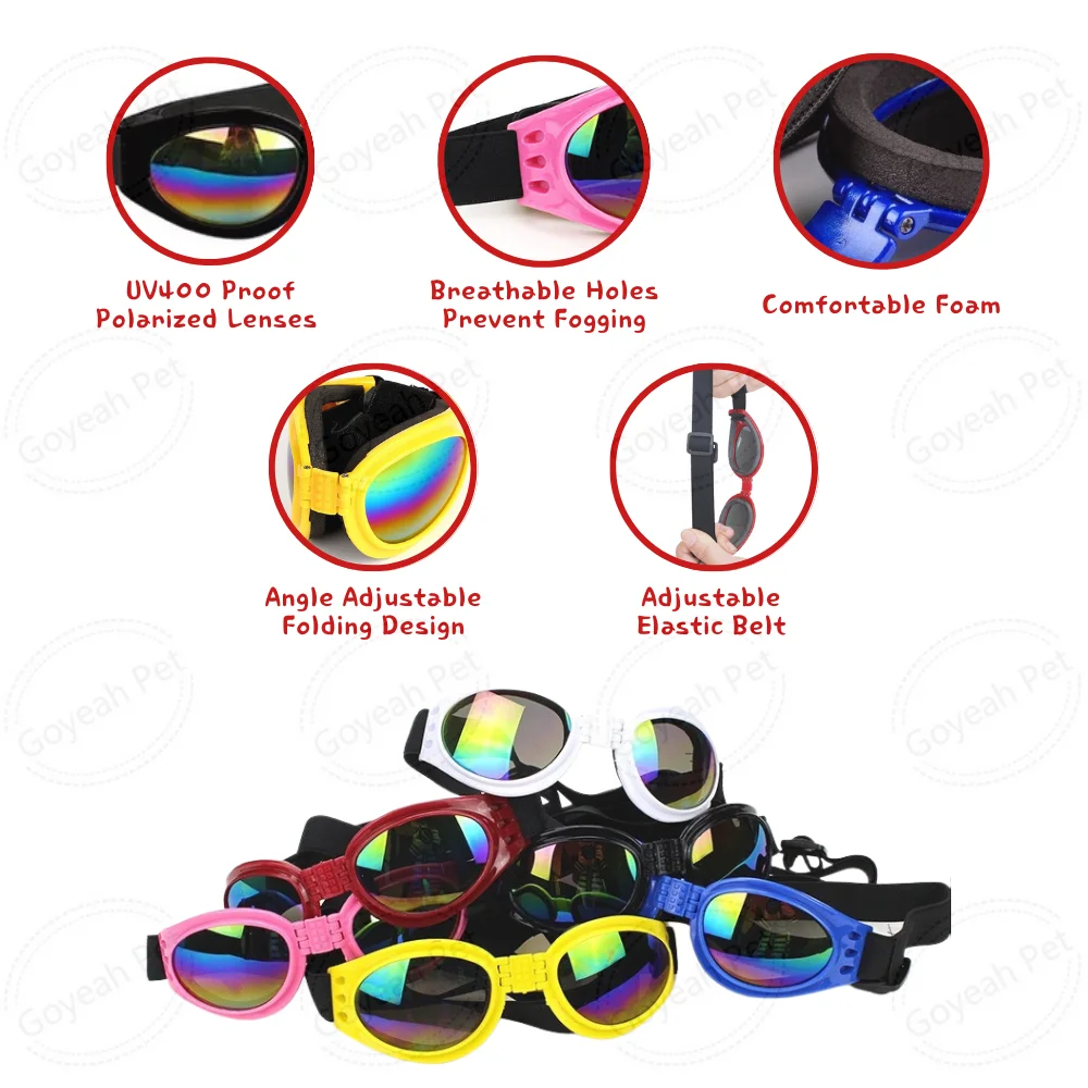 Adjustable Dog Goggles Uv Protection Dog Sunglasses Waterproof Pet Eye