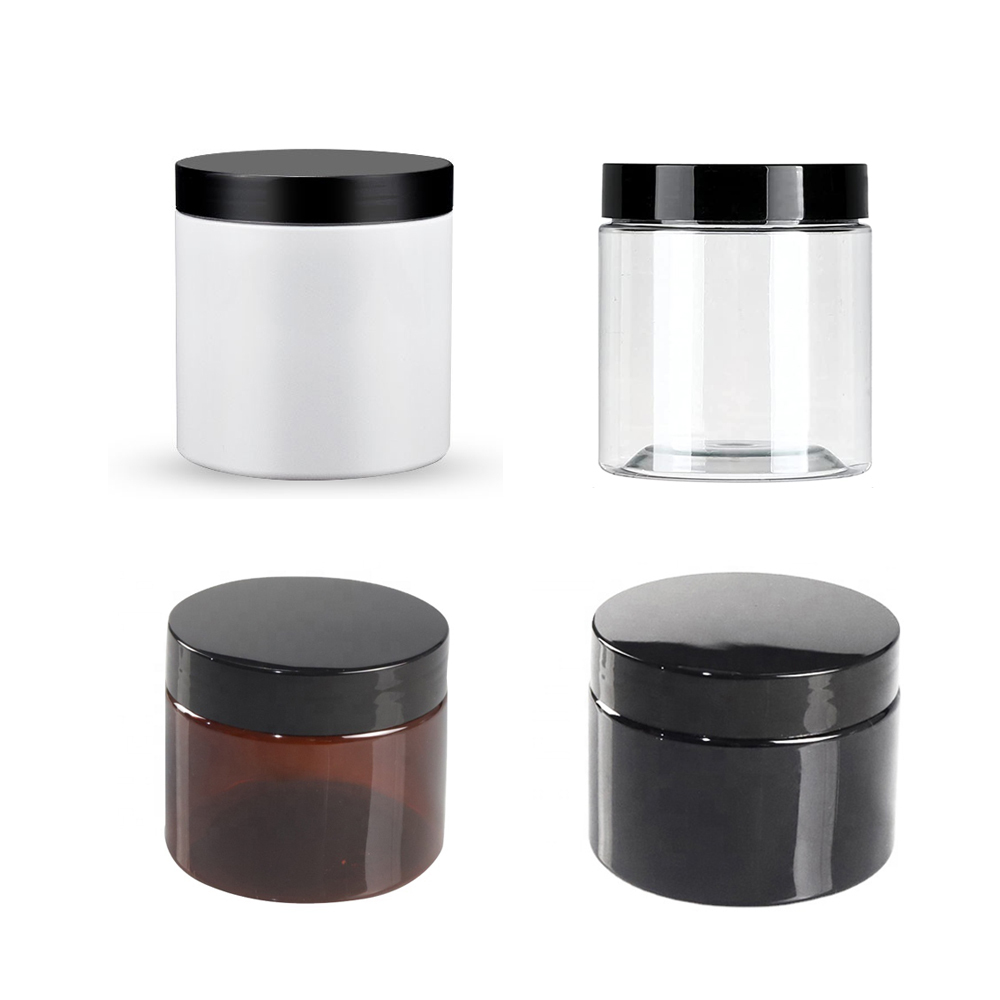 
 Food Grade 30m 50ml 100ml 300 ml 300g 350 ml 400 ml 1 oz 2oz 16oz matte eco friendly brown black clear plastic jar with lid  