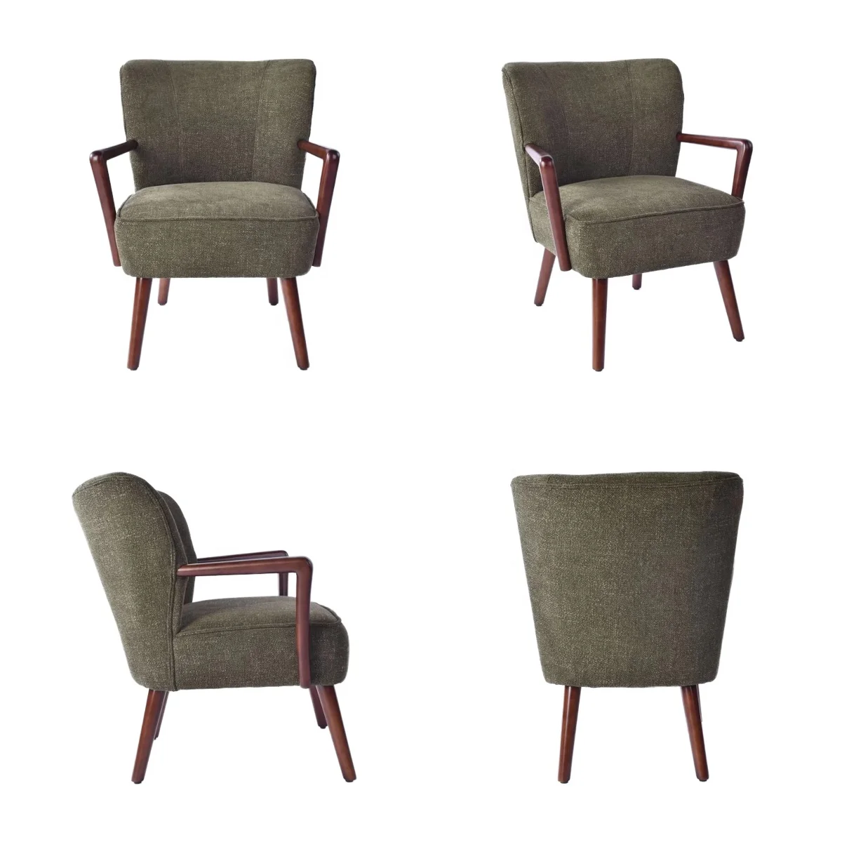 CARLFORD Olive Style Armchair with Wooden Armrests Legs for Living Room  Furniture Accent Chair Bedroom Dining Room or Hotel Use