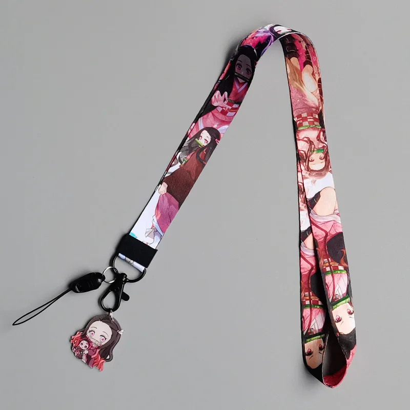 Professional manufacturer custom heat transfer printing anime cell phone lanyard manufacture