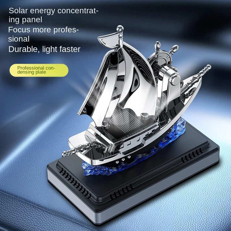 Luxury Solid Pirate Ship Car Aromatherapy Solar Ornament Smooth Sailing Interior Central Control Liquid Perfume Dashboard