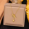 Orecchini pendenti a goccia con fibbia h146-ot, color oro.