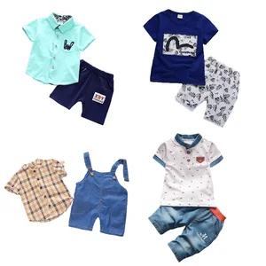 India Free Shipping Wholesale Vietnam Summer Children Latest Cartoon Casual Suit Toddler Baby Boys Sets Little Kids Clothing