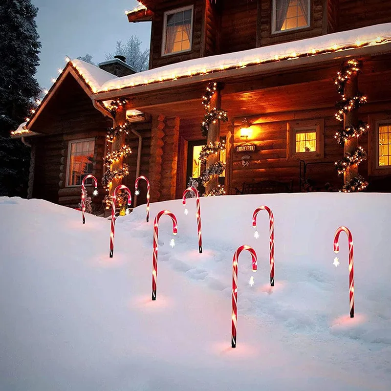 Led Christmas Light String Star Snowflakes 8 Candy Cane Pathway Marker