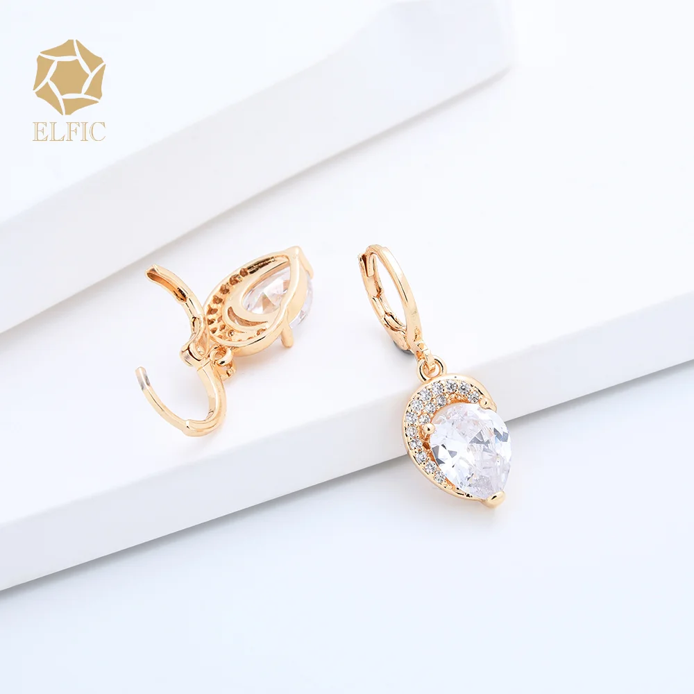 Elfic Wholesale Fashion Charms for Jewelry Making Copper 18k Gold Zircon  Heart Shape Stone Earrings for Women Gifts
