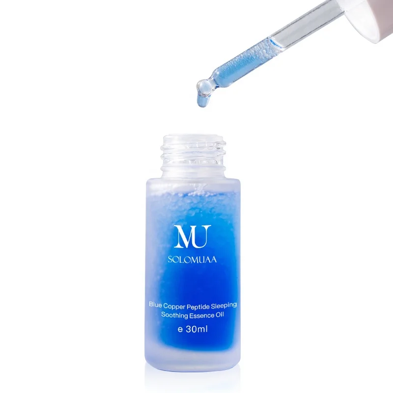 Copper Peptide Rapid Plumping Night Serum GHK-Cu Anti-Aging Facial Liquid  Seaweed Green Tea Vitamin B5 Whitening Exfoliator