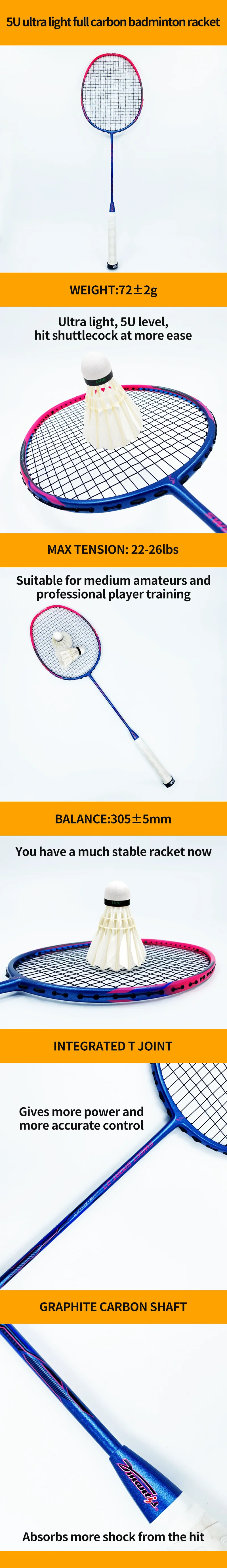 Hot Selling Dmantis Brand D7 Super Light 5U Badminton Racket Full Carton 22-26lbs Stanch Indurative for Technical Amateur manufacture