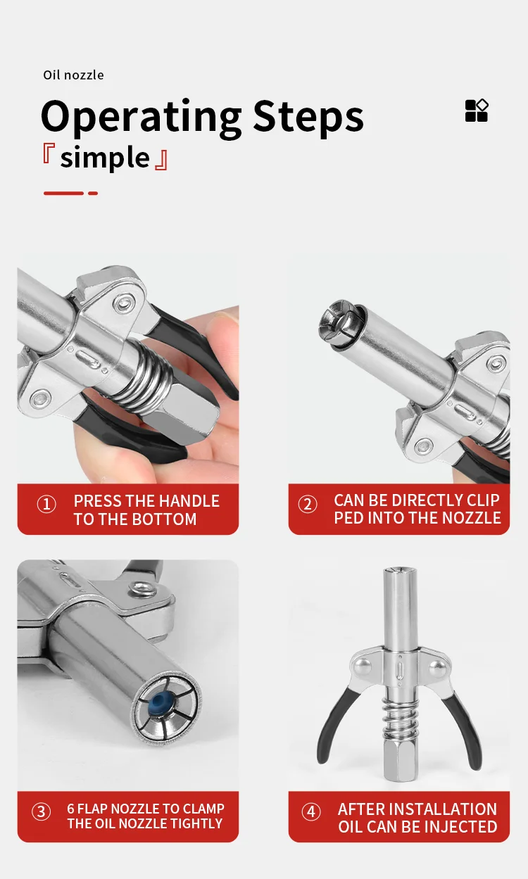 QWORK® Stainless Steel Grease Gun Coupler With 30c Hose - 1/8" NPT