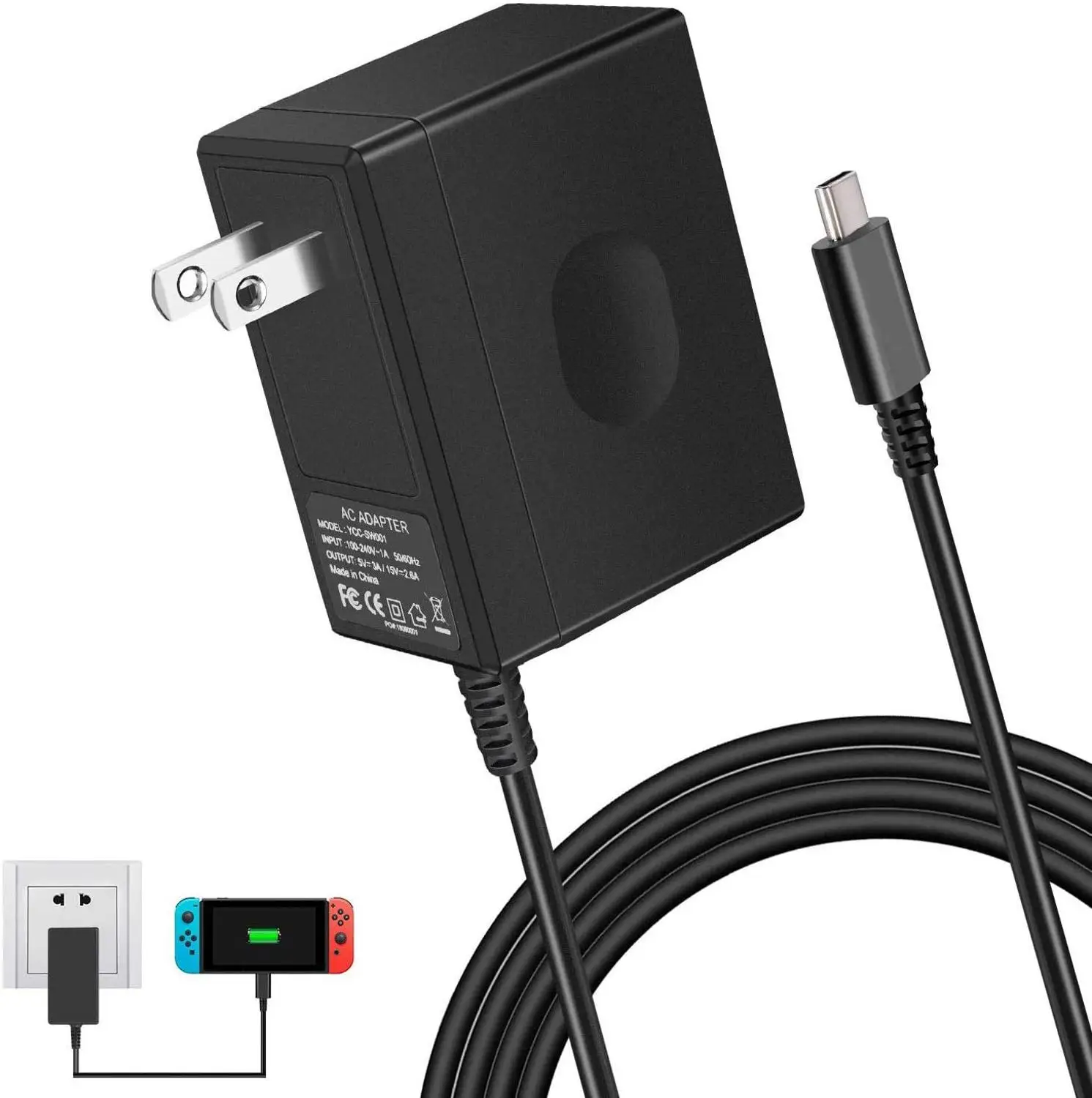 Nintendo Usb C Carregador Adaptador De Alimentação Interruptor 2.6a