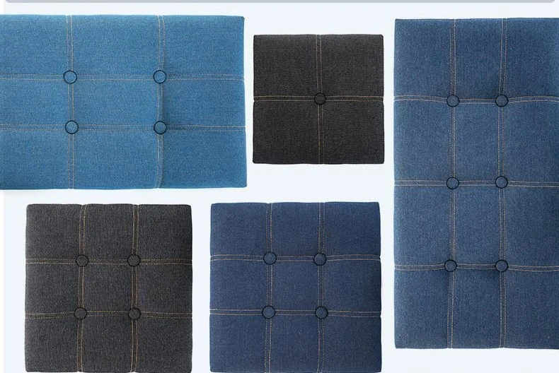 Hot-selling Modern Multifunctional Rectangle Grey Cotton Linen Folding Storage Ottoman Stool-Padded Ottoman Bedroom Apartment details