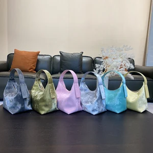 Supplier 2026 New Custom Wholesale Designer Shoulder Bags Women Vintage Luxury Frosted Satin Cowhide Leather Handbags Ladies
