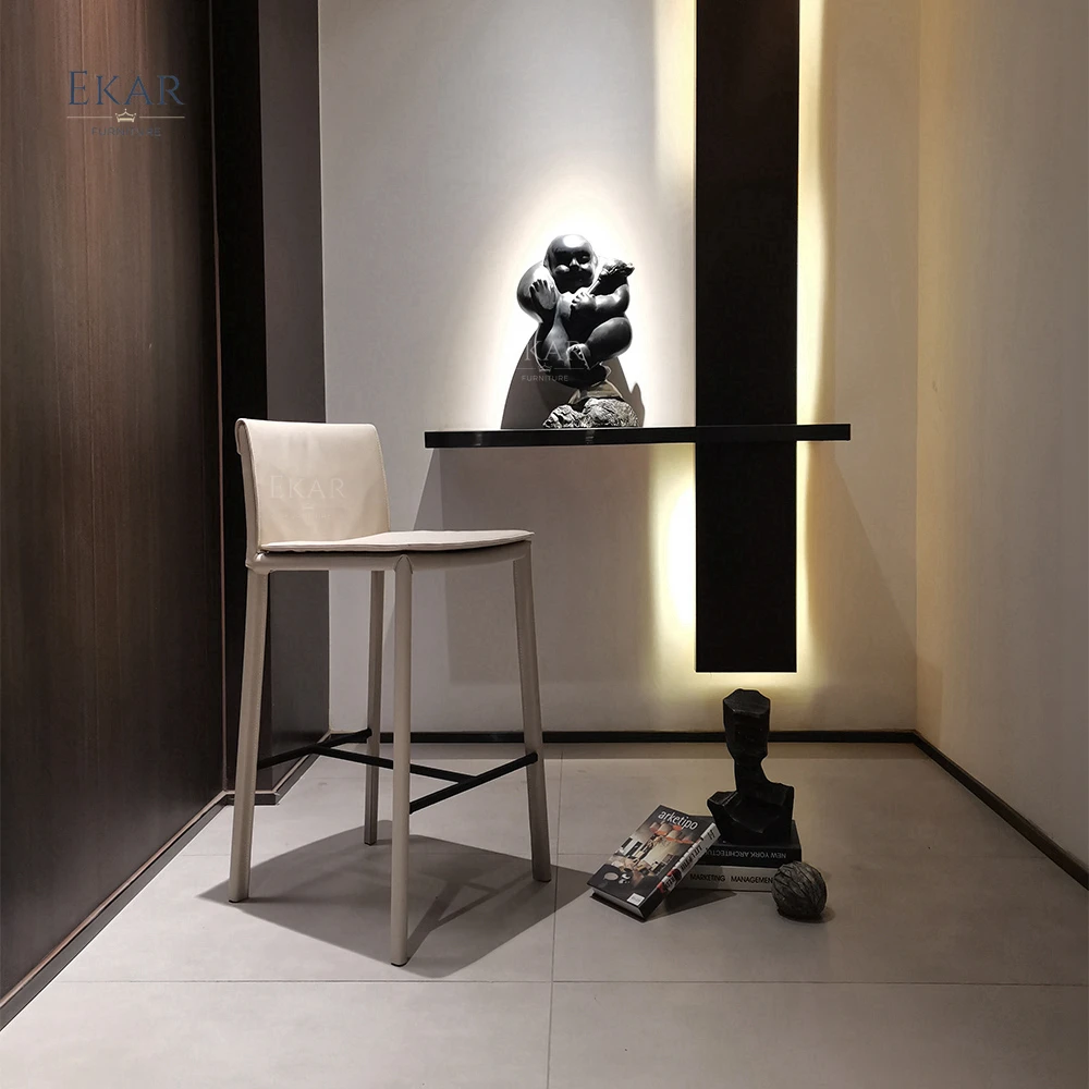 EKAR FURNITURE High-end modern chair Minimalist design stainless steel bar chair manufacture