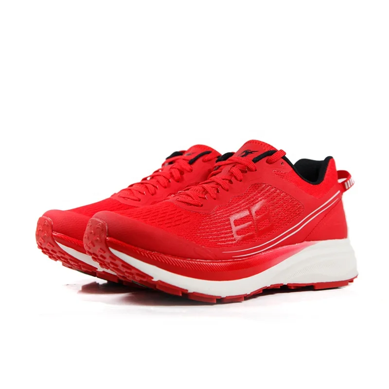 Оригинальный дизайн интегрированный во всю длину углеродистое волокно trail кроссовки для бега и занятий спортом скольжению trail обувь красного цвета